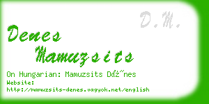 denes mamuzsits business card